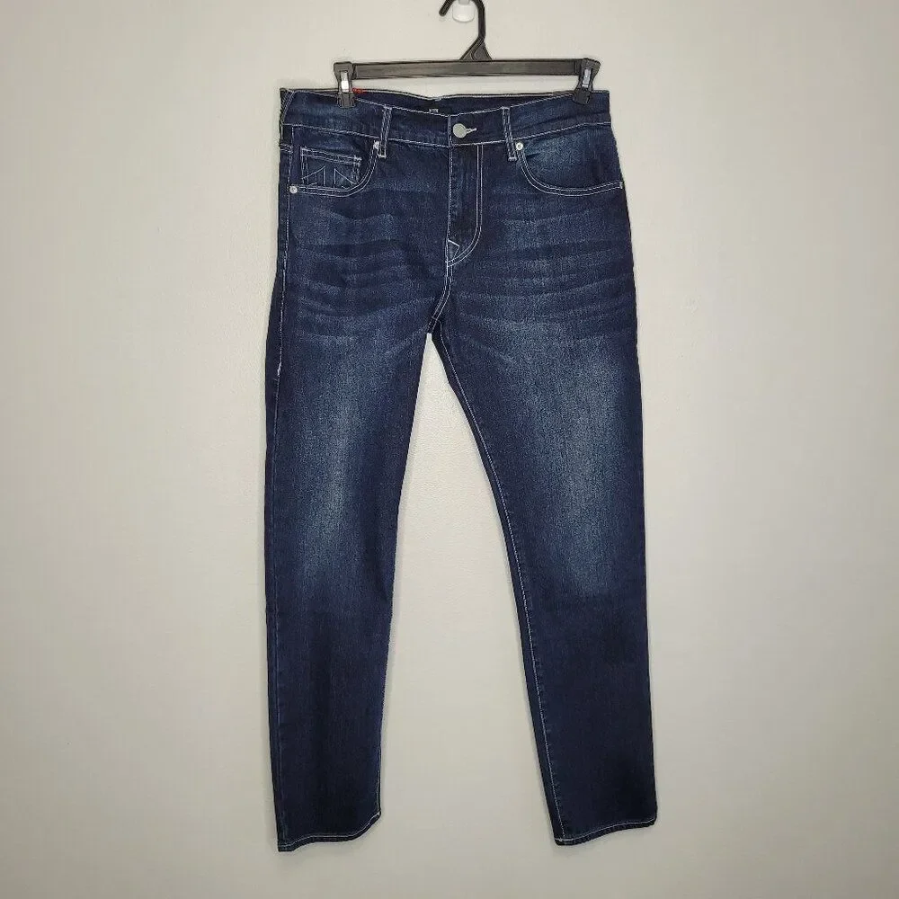 True Religion Rocco relaxed skinny dark blue jeans size 34x32 NWT